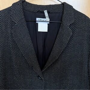 Olsen Vintage Black & White Dot Pattern Womens Blazer Large